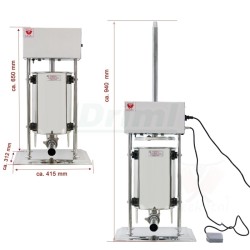 Elektrická, nerezová, plnička klobás Beeketal BT10-E na 10 l se 4 nástavci