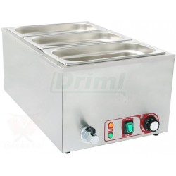 Elektrická vodní lázeň BBM3 s výpustí a 3 gastro nádob s poklicí