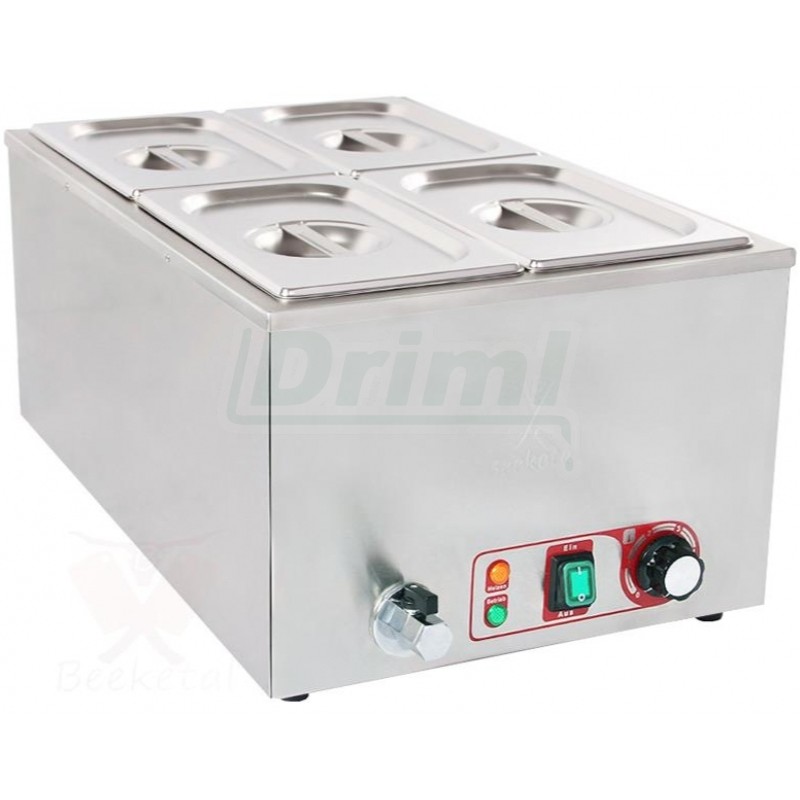 Elektrická vodní lázeň BBM4 s výpustí, 4 gastro nádoby s poklicí