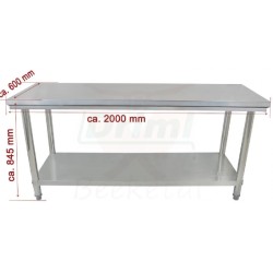 Pracovní skládací nerezový stůl s policí 2000 x 600 x 850 mm