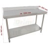 Pracovní skládací nerezový stůl s policí a zadní lištou 1200 x 600 x 850 mm,
