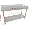 Pracovní skládací nerezový stůl s policí a zadní lištou, 1500 x 600 x 850 mm