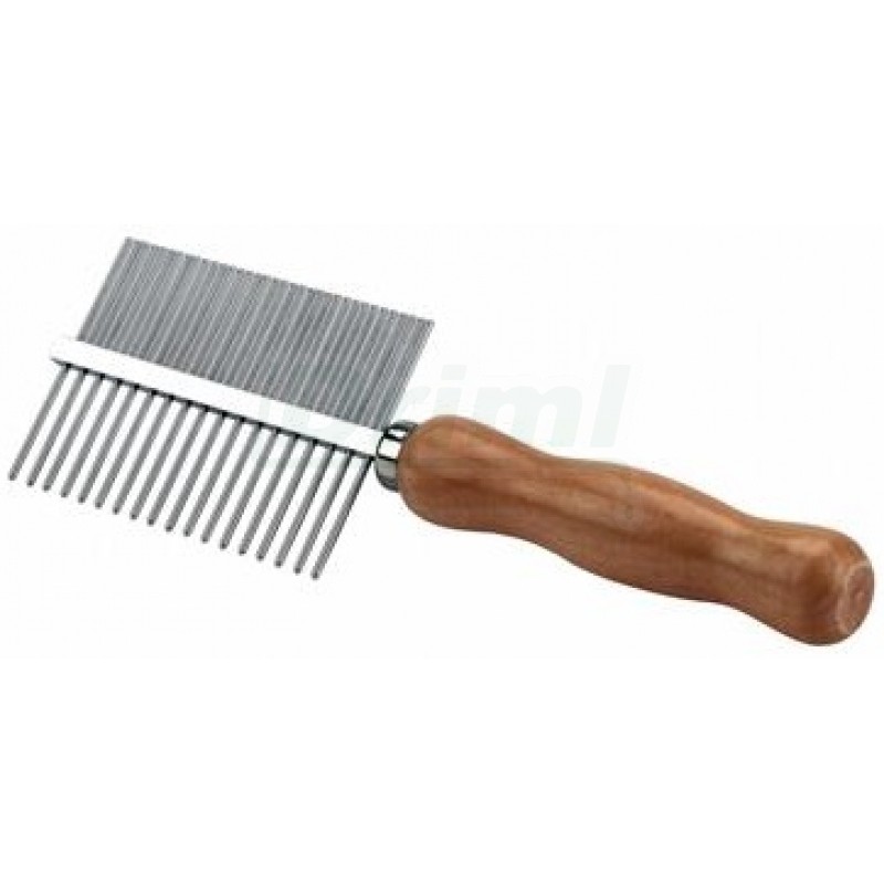 Hřeben s dřevěným madlem dvojitý