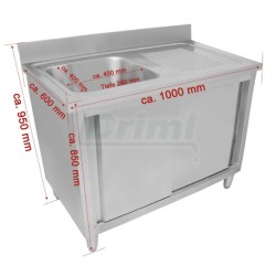 Mycí stůl 100 x 60 s 1 dřezem 50 x 40, se skříní