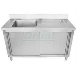 Mycí stůl 140 x 60 s 1 dřezem 50 x 40, se skříní