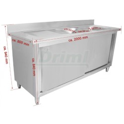 Dvojdřez 2 x 50 x 40 x 25 cm se skříní 2000 x 60 x 85 cm