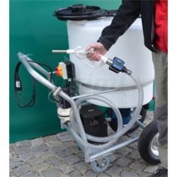 Vozík na mléko pro telata s plastovou nádobou 170 l, s mixérem a digitálním dávkovacím čerpadlem, bez pojezdu