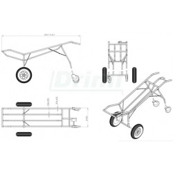 Kafilerní vozík na uhynulá prasata, nerez, 4 kolečka,naviják