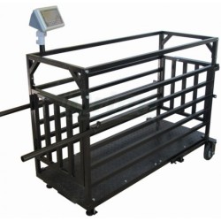 Váha na prasata v lakovaném provedení, kolečka + madla 300kg/100g, 60x150cm, ocel/lak