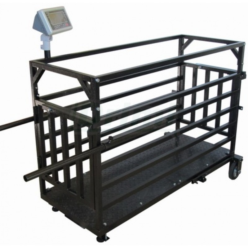 Váha na prasata v lakovaném provedení, kolečka + madla 300kg/100g, 60x150cm, ocel/lak