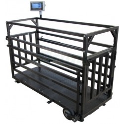 Váha na prasata v lakovaném provedení, kolečka + madla 300kg/100g, 60x150cm, ocel/lak