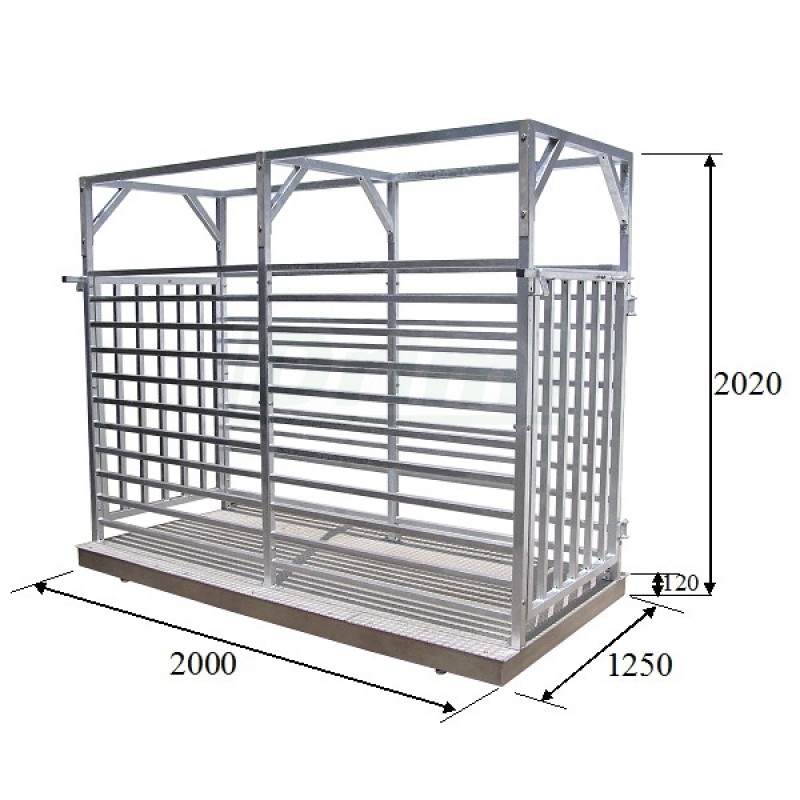 Váha na dobytek 1,5t/0,5kg se zátěžovým roštem, 125x200cm, ocel/lak