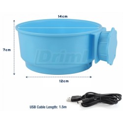 Vyhřívaná miska 600 ml,10W, napájení 5 - 9 V, s upínačem na pletivo