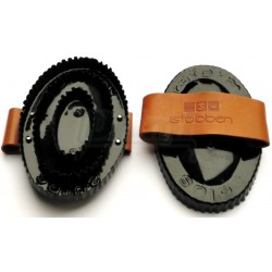 Hřbílko ADLUS oválné, reformní, s koženým páskem, lakované, černé