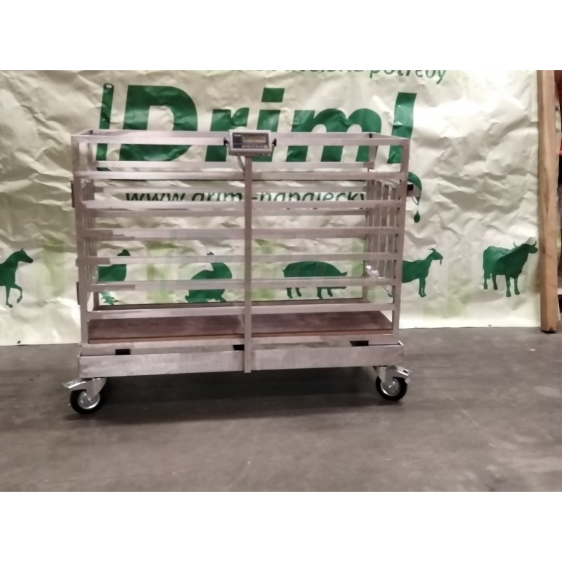 Mobilní víceúčelová plošinová/klecová hliníková váha pro ovce, kozy, prasata atd  150 kg/100g, 60 x 150 x 110 cm , ocel/lak