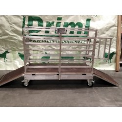 Mobilní víceúčelová plošinová/klecová hliníková váha pro ovce, kozy, prasata atd  150 kg/100g, 60 x 150 x 110 cm , ocel/lak