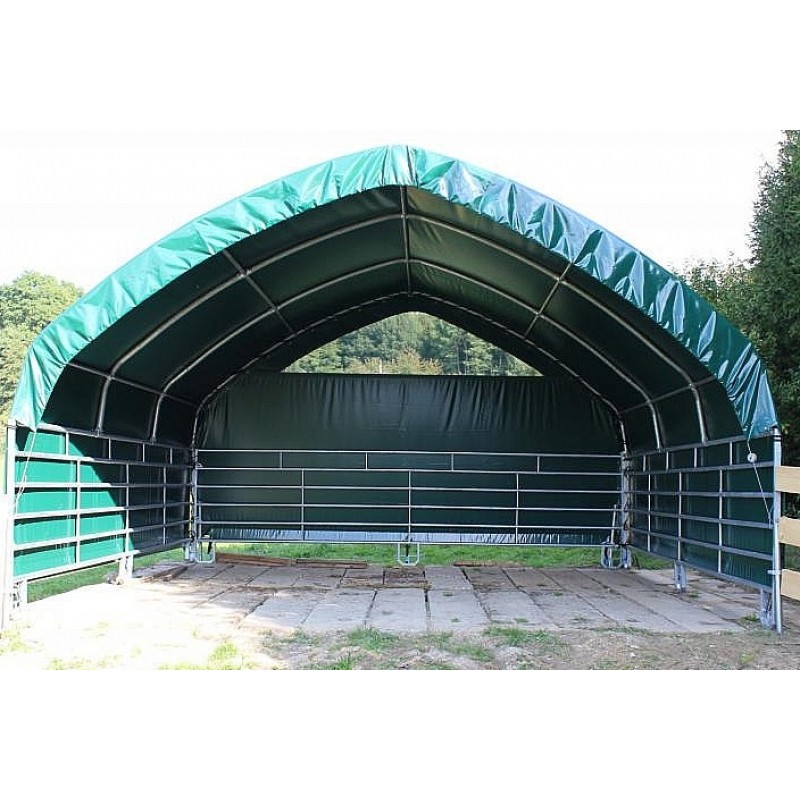 Mobilní plachtový přístřešek 6x6 m s větrací sítí a stěnami až na zem