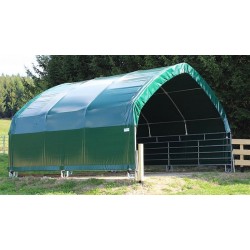 Mobilní plachtový přístřešek 6x6 m s větrací sítí a stěnami až na zem